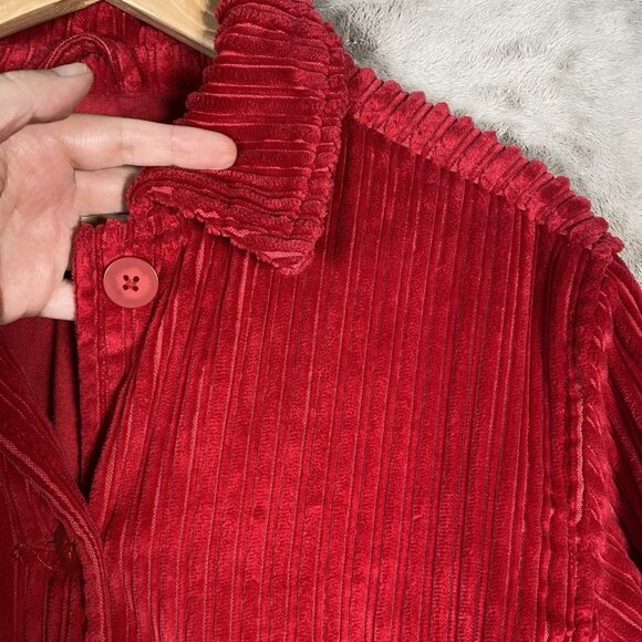 VTG Territory Ahead Red Wide Wale Corduroy Chore Coat Barn Ranch Jacket Pockets - Picture 4 of 13